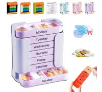 Organisateur de médicaments de 7 jours - pour une gestion de la santé sans effort, organisateur de médicaments 4 fois par jour 7 jours par semaine, avec de grands compartiments (Violet)