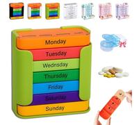 Organisateur de médicaments de 7 jours - pour une gestion de la santé sans effort, organisateur de médicaments 4 fois par jour 7 jours par semaine, avec de grands compartiments (Vert-coloré)
