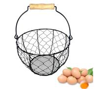 Organisateur de panier à œufs en fil de fer : support noir, support d'oeuf de poule en métal, rangement de cuisine de comptoir, papier de garde-manger de la ferme | Produire des pommes de terre Panier