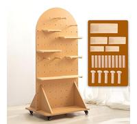 Organisateur de panneau perforé en bois avec roulettes - Présentoir mobile pour un rangement et une organisation faciles