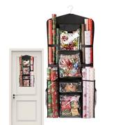 Organisateur de papier enveloppant - Porte enveloppante à double face, poches de rangement de support de papier d'emballage pour l'organisation de la maison festive pour l'armoire de porte
