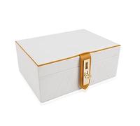 Organisateur De Parfum Boîte à Bijoux multifonctionnelle créative de Mode avec Serrure et Miroir boîte de Rangement de Bijoux Couleur Noir et Blanc en Option Organisateur De Bureau(White)