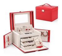 Organisateur De Parfum Boîte à Bijoux multifonctionnelle de Mode for Femmes créatives Sac cosmétique de Voyage d'affaires boîte à cosmétiques Portable boîte à Bijoux Organisateur De Bureau(Red)