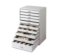 Organisateur De Parfum Creative Multifonctionnel Mode féminine PU avec dix tiroirs Boîte à Bijoux Boîte de Rangement cosmétique Boîte de Rangement Boîte à Bijoux Organisateur De Bureau(B)