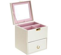 Organisateur De Parfum Multifonctionnel Portable Grande Capacité Cosmétique Sac Femme Cosmétique Boîte Type De Tiroir Maquillage Sac De Rangement avec Miroir Organisateur De Bureau(A)