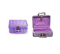 Organisateur De Parfum Sac à Main en rotin Portable Matériau de Protection de l'environnement Imitation de rotin Valise rétro Boîte de Rangement cosmétique Organisateur De Bureau(D,29x22x14cm)