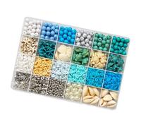 Organisateur de perles et de breloques pour bijoux faits à la main, boîte à thème marin à 24 compartiments avec perles d ' espacement rondes mélangées pour, collier, boucle d ' oreille, de perles