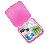 Organisateur de pilule de voyage - Case de pilules à quatre compartiments | Boîte de stockage de médecine portable | Boîte de pilules de poche à bout fermer pour les huiles de poisson de poche Supplém