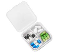 Organisateur de pilule de voyage - Case de pilules à quatre compartiments | Boîte de stockage de médecine portable | Boîte de pilules de poche à bout fermer pour les huiles de poisson de poche Supplém