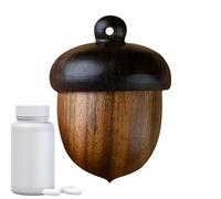 Organisateur de pilule en bois - Écrou de pin - Agence de voyage - Récipient compact mignon - Mini porte-médicament quotidien - Accessoire de rangement léger - Étui de poche portable - Organiseur de