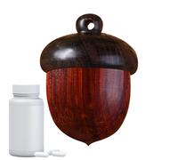 Organisateur de pilule en bois - Écrou de pin - Agence de voyage - Récipient compact mignon - Mini porte-médicament quotidien - Accessoire de rangement léger - Étui de poche portable - Organiseur de