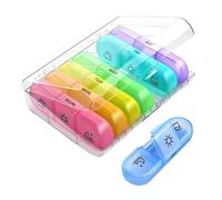 Organisateur de pilules 15,8 x 13 x 4,2 cm | Boîte à pilules pour une semaine matin, midi, soir, compartiments étiquetés permanents, lisible même après une longue utilisation, sûr et confortable pour