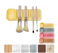 Organisateur de Pinceaux de Maquillage à Ventouse en Silicone - Support de Rangement Murale, Séchoir à Pinceaux Portable, Boîte de Rangement Compacte pour Coiffeuse