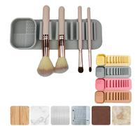Organisateur de Pinceaux de Maquillage à Ventouse en Silicone - Support de Rangement Murale, Séchoir à Pinceaux Portable, Boîte de Rangement Compacte pour Coiffeuse