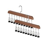 Organisateur de Placard en Lot de 2 avec 10 Clips - Gain de Place, Multifonctionnel, Durable - Conception en Bois, Idéal pour les Petits Espaces A