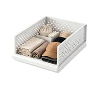 Organisateur de placard pliable empilable bac de rangement pour vêtements | Poubelle de rangement pour salon, chambre à coucher, maison, appartement, douche, salle de bain, dortoir, buanderie