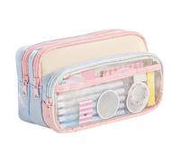 Organisateur de poche de papeterie, boîtier en stylo en toile, stockage à trois compartiments, conteneur à crayons à fermeture éclair, support de fourniture scolaire, sac à outils d'écriture, accessoi