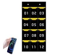 Organisateur De Poche Graphiques Pour La Salle : Stockage Numéroté Avec Crochets, Organisation D'articles Divers Pour Le Cabinet | Organisation École Créative Pour Télémobiles, Calcule, Noir, 12 Grids