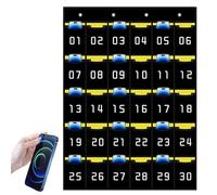 Organisateur de poche pour classement scolaire: espace numéroté avec crochets, organisateur d'armoire | Organisation créative scolaire pour téléphones mobiles, calcul, Noir, 30 grilles, Voir la