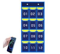 Organisateur de poche pour classement scolaire: espace numéroté avec crochets, organisateur d'armoire | Organisation créative scolaire pour téléphones mobiles, calculez, bleu, 12 grids, Voir