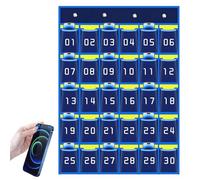 Organisateur de poche pour classement scolaire: espace numéroté avec crochets, organisateur d'armoire | Organisation créative scolaire pour téléphones mobiles, calculez, bleu, 30 grids, Voir