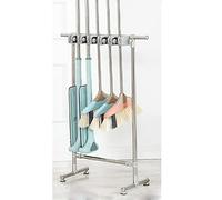 Organisateur de Porte-Balai pour Supports Utilitaires, Chariot à Outils de Nettoyage sur Pied Mobile avec câbles et Crochets pour Garage, Jardin, écoles, hôtels, Restaurants