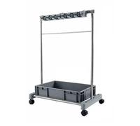 Organisateur de porte-balais - Chariot à outils avec roues et bac de vidange pour outils à long manche, râteaux et balais - Solution de rangement idéale pour les fournitures de nettoyage