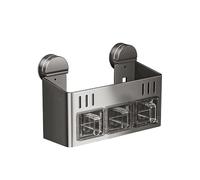 Organisateur De Porte-Épices - Support à Ventouse pour Condiments de Table - avec Boîte à Condiments Scellée, Ventouses, Anti-Rouille, Imperméable, pour le Mur, le Bureau, la Cuisine, Camping-car