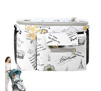 Organisateur De Poussette Avec Porte-Gobelet Intégré - Range-Tétines de Poussette avec Compartiment à Boissons,Rangement Transparent À Commande Tactile Design Anti-Fuite Compatible Voiture Pour Parent