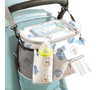 Organisateur de Poussette avec Porte-Gobelet,Sangles Anti-Dérapantes et Fixation Sécurisée | Rangement Imperméable Ajustement Parfait pour Bébé, Enfant et Parents