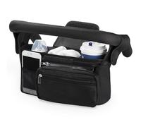 Organisateur de Poussette et Landau,Momcozy Sac de Rangement Universel avec 2 Porte-Gobelets Porte-Bouteilles Isolés, Poche Grande Capacité pour Téléphone et pour Bébé Accessoire, Noir