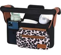 Organisateur De Poussette Et Landau, Sac De Rangement Universel Pour Poussette, 2 Porte-Gobelets Isolés, Poche Grande Capacité Pour Téléphone Et Bébé Accessoire¿Leopard