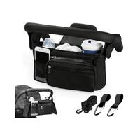 Organisateur de Poussette et Landau, Sac Rangement pour Poussette, Multifonctionnel Grande Capacité Organisateur Landau, Baby Poche Universel avec Bandoulière, 2 Porte-Gobelets Porte-Bouteilles Isolés