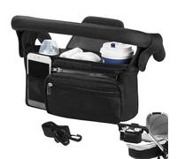 Organisateur de poussette, organisateur de poussette avec porte-gobelet - Attache de sac de poussette résistante à l'eau Sac de poussette pour bébé - Sac d'accessoires de poussette, pochette de pousse