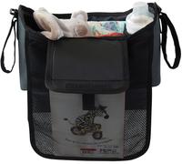 TINÉO - Organiseur De Poussette Bébé - Fixations Universelles - 1 Poche Filet - 3 Compartiments Centraux - 2 Poches Avant - 14x32x9cm