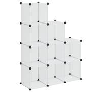 Organisateur de Rangement 9 Cubes PP Transparent avec Cadres Acier | Panels plastique imperméables, montage facile avec marteau bois, design empilable, usage maison dortoir bureau, charge 10 kg