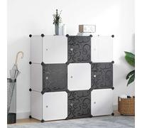 Vidaxl Organisateur De Rangement Cube Avec 9 Compartiments Noir/Blanc