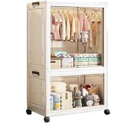 Organisateur De Rangement De Placard De Garde-Robe Portable, Armoire De Placard en Plastique Portable, Armoire De Vestiaire D’Organisateur Pliable, Organisateurs De Placard A, E, 70cm/27.5in