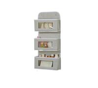 Organisateur de rangement mural polyvalent gris, sac à suspendre en tissu multi-compartiments avec crochets de fenêtre de visualisation pour bureau, placard, porte