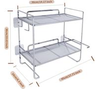 Organisateur de rangement pour salle de bain, design à deux niveaux, porte-papier intégré, argenté