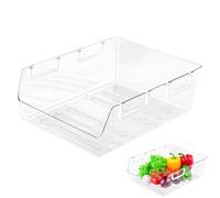 Organisateur de réfrigérateur empilable - Tiroir de rangement pour réfrigérateur - Sans BPA - Boîte de rangement transparente - Pour garde-manger, congélateur, armoire, bureau (B)