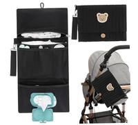 Organisateur de sac à couches pliable et portable à suspendre pour poussette avec plusieurs compartiments et pochettes pour lingettes, pochettes couches, 19 x 9, 5 pouces, dépliées, pochet
