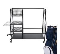 Organisateur de sac de golf, rangement de golf - Étagère de club de golf en acier de grande capacité pour garage | Porte-objets de sport de garage avec roulettes pour débarras de clubs de