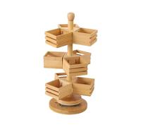 Organisateur De Sachets De Thé - Support Rotatif En Bois De Grande Capacité, Support De Station De Sachets De Thé À 9 Emplacements 20 X 19,7 X 15 Cm, Boîtier D'accessoires D'accès Sans Effort, Chariot