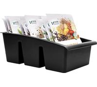 Vilde Organiseur de cuisine | Boîte de rangement pour épices, soupes | Trieur à épices avec 3 compartiments | Noir 25 x 15 x 9 cm | Fabriqué en UE