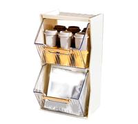 Organisateur de sacs de thé Storage détachable Détalable Proof de poussière 2 couches Espace transparent Sauveillance du porte-sacs de thé Organisateur pour comptoir de l'armoire (Blanc perlé)