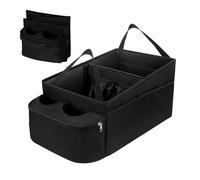 Organisateur de siège arrière et siège passager - Organiseur universel avec compartiments de rangement - Pliable - Imperméable - Pour jouets, livres, collations - Noir - 27 x 45 x 23 cm