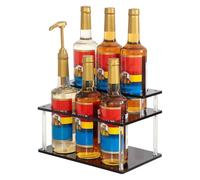 Organisateur de sirop de café - Support pour sirop de café acrylique, organisation de 2 niveaux pour sirops, bouteilles de vin et liqueurs, organisation et stockage du compteur, placement sûr et
