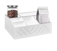 Organisateur de station à café - Porte-agitateurs de comptoir en bois, boîte de rangement multi-section pour dosettes, crèmes, serviettes, fournitures de café compactes | Accessoire de bar
