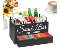 Organisateur de Station à Café pour Accessoires de Café, Design en Bois Avec Plusieurs Compartiments, Organisateurs Pour Sucre, Mélangeur, Panier de Rangement de Crème | Organisateurs de La Station à